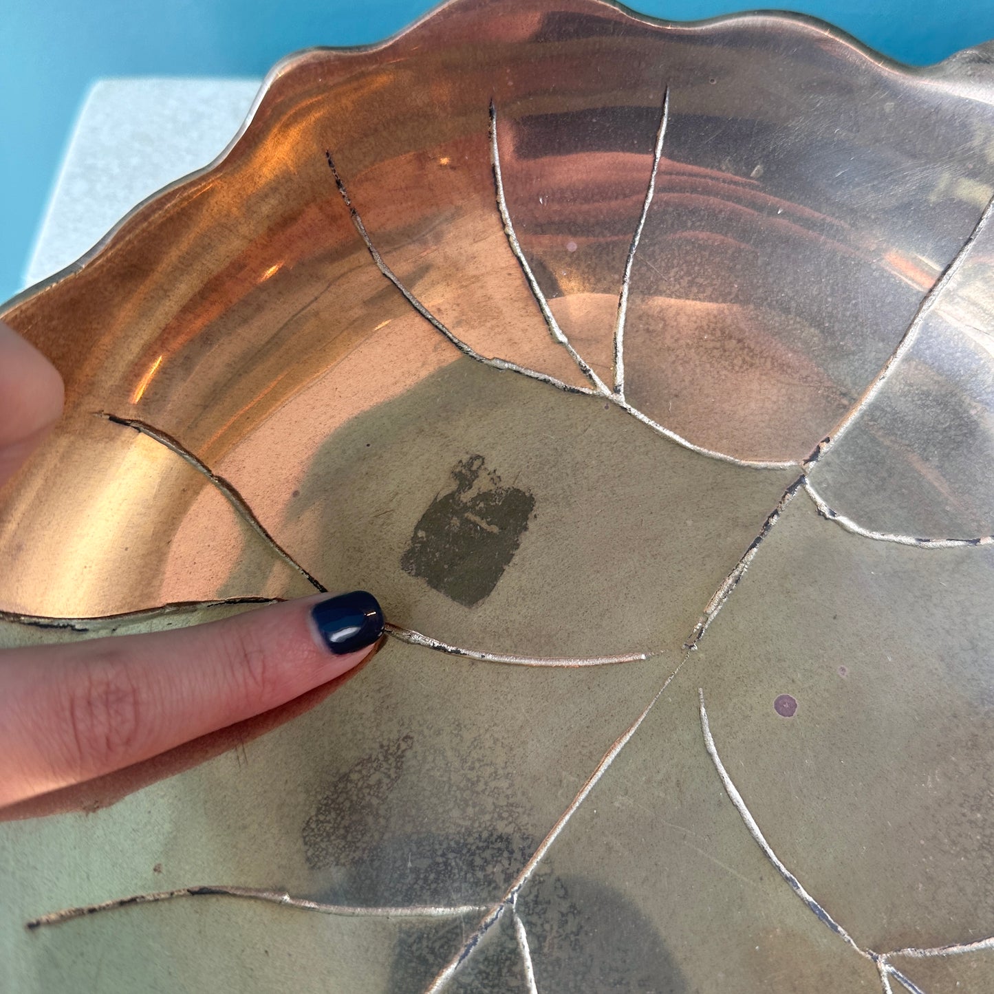 Vintage Brass Leaf Catchall Bowl