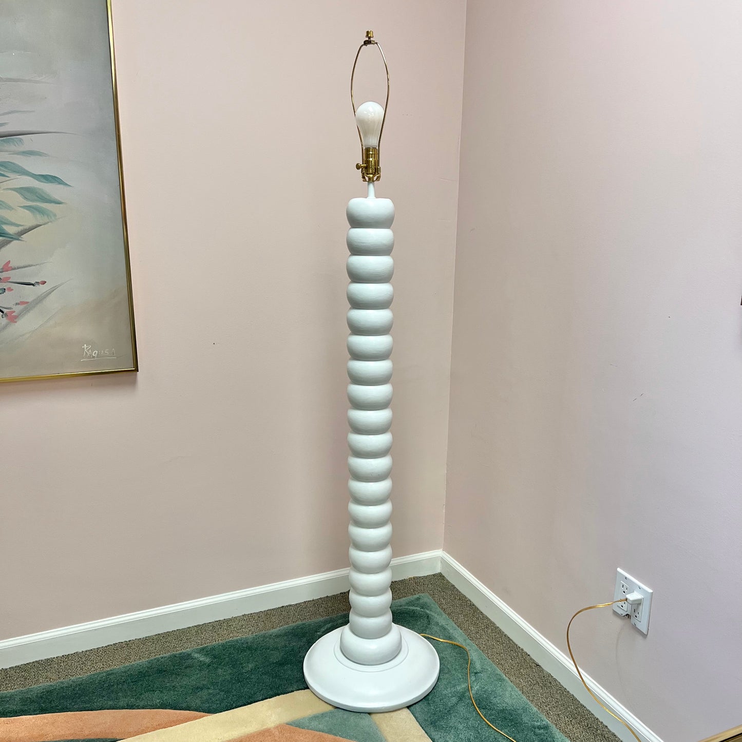 Vintage White Stacked Plaster Floor Lamp