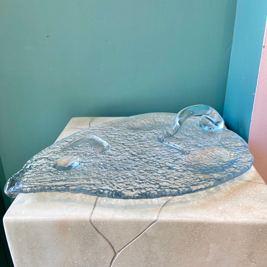 Mid Century Blenko Style Glass Mouse Cheese Plate