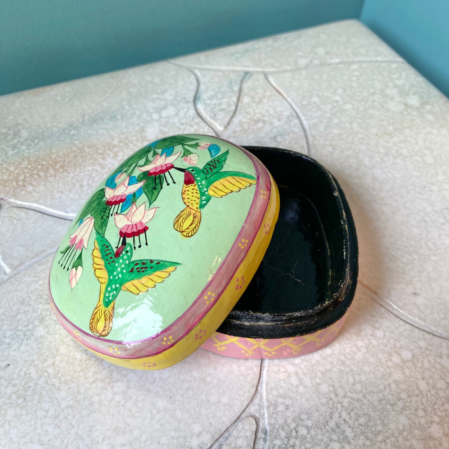 Vintage Papier Mache Hummingbird Box