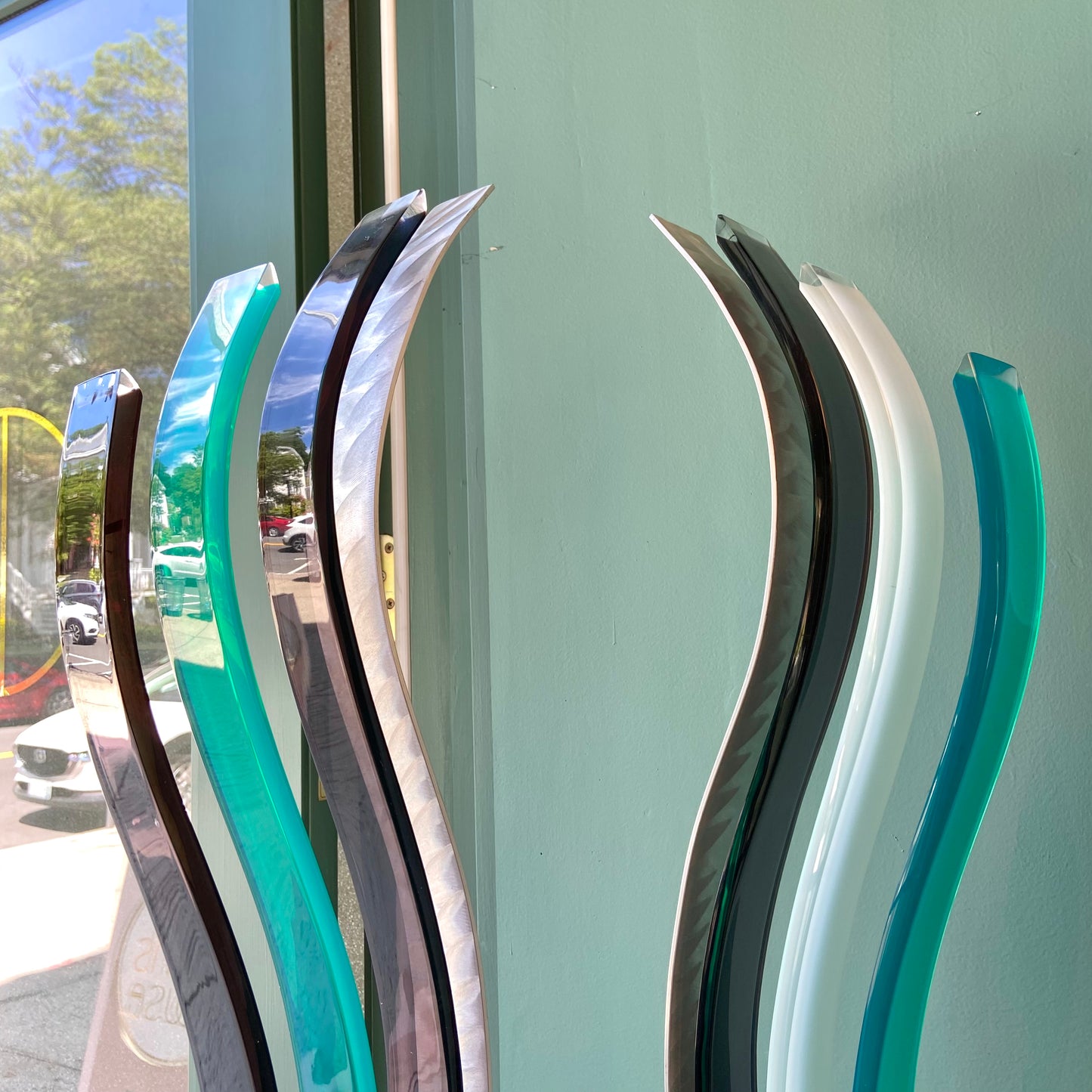 Vintage Abstract Lucite and Steel Art Sculpture by Haziza