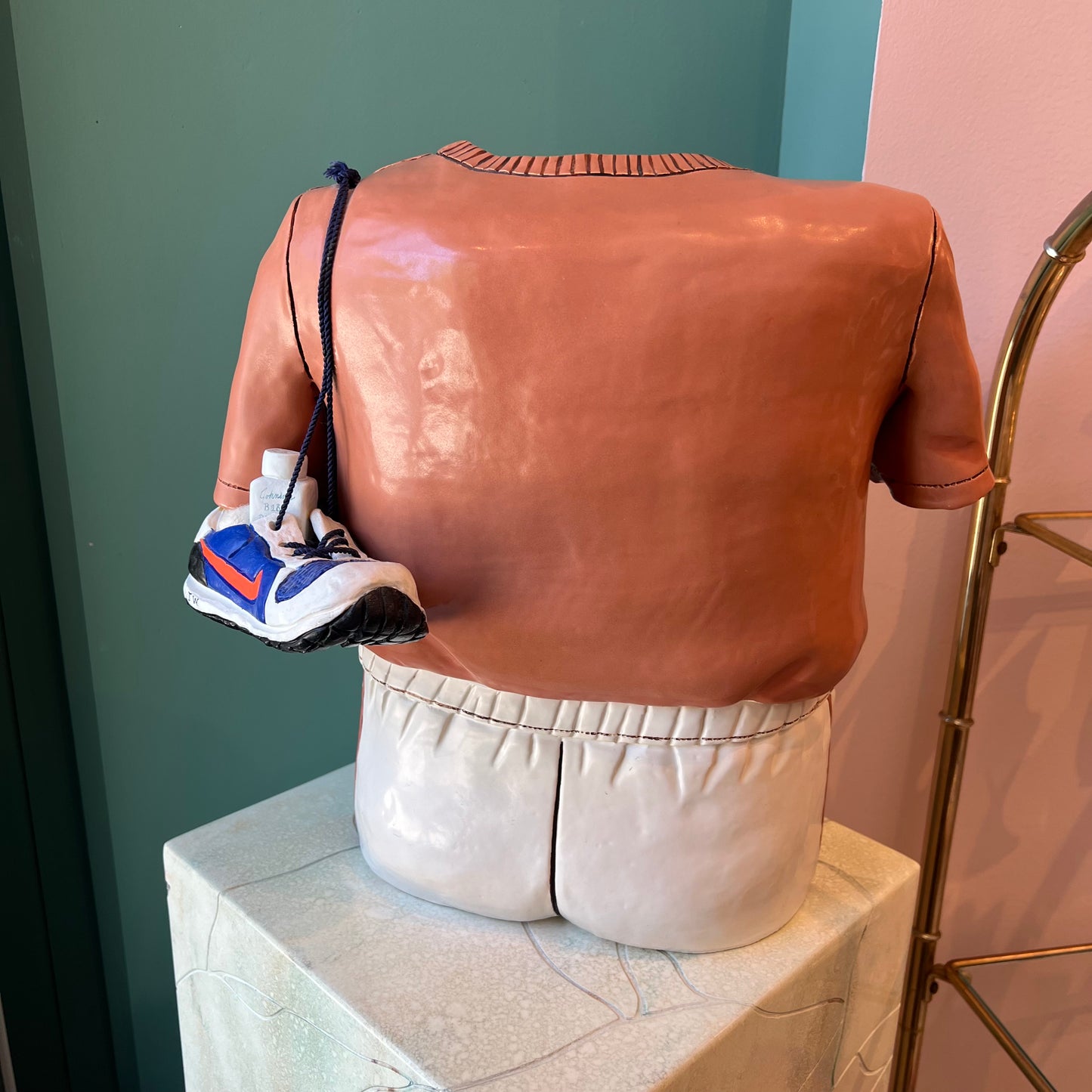 Original Vintage I.M.Fast Ceramic Runner's Outfit Sculpture by Joan E. Scheckel