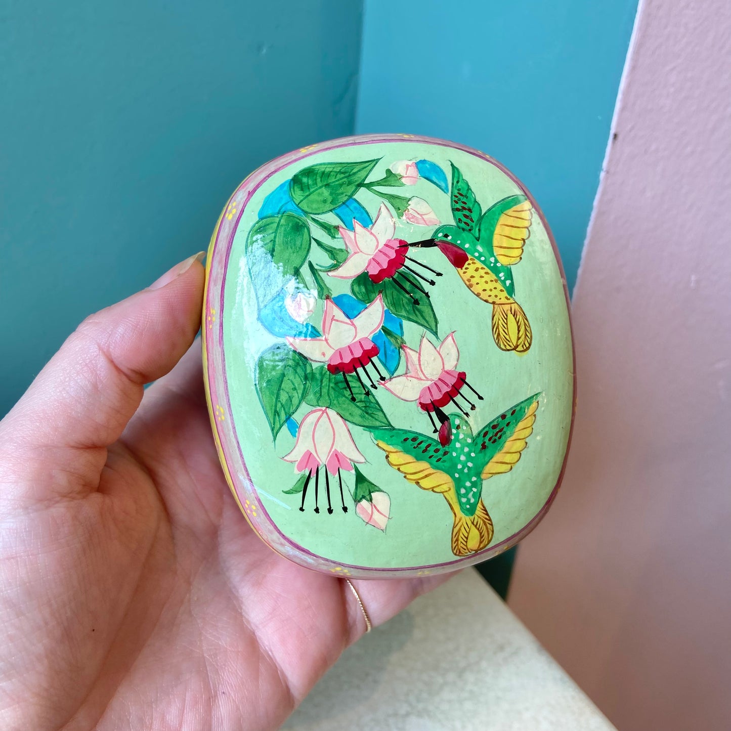 Vintage Papier Mache Hummingbird Box