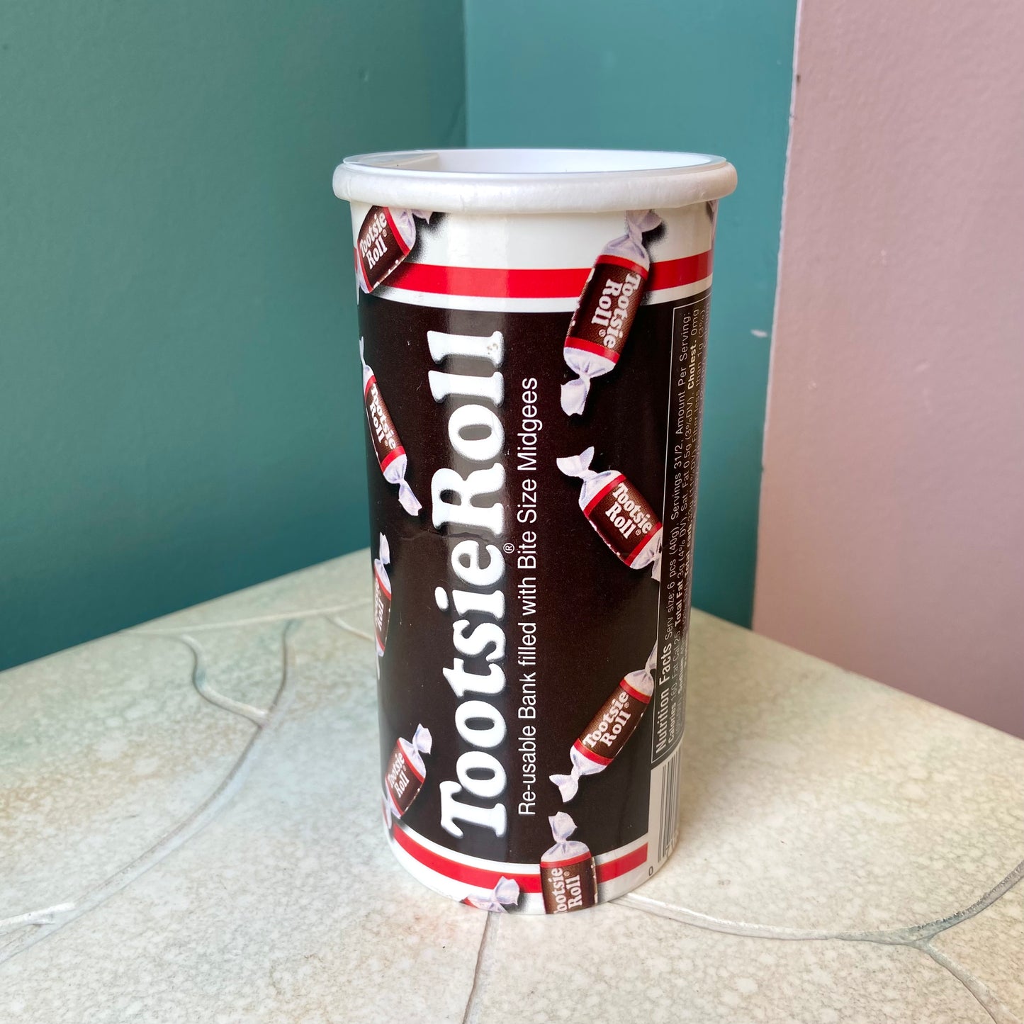 Vintage Tootsie Roll Tube Coin Bank 5.5”
