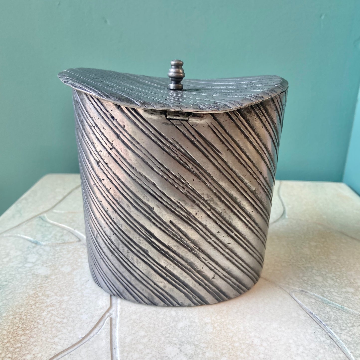 Vintage Fecit Portugal VCM Pewter Hinged Lid Trinket Box