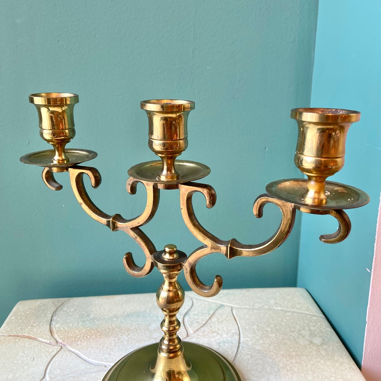 Vintage Brass 3 Arm Candelabra