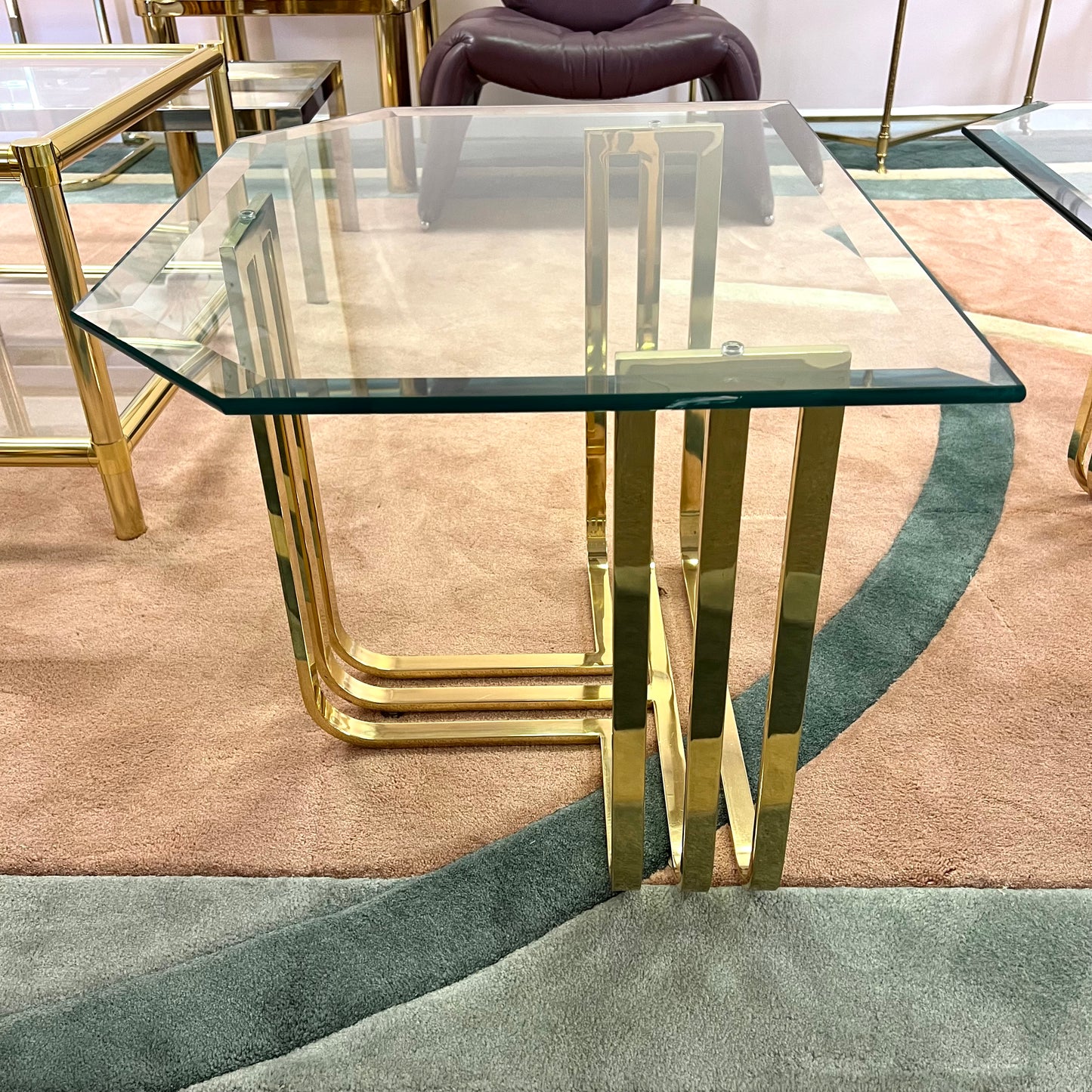 Vintage Brass and Glass Side Table