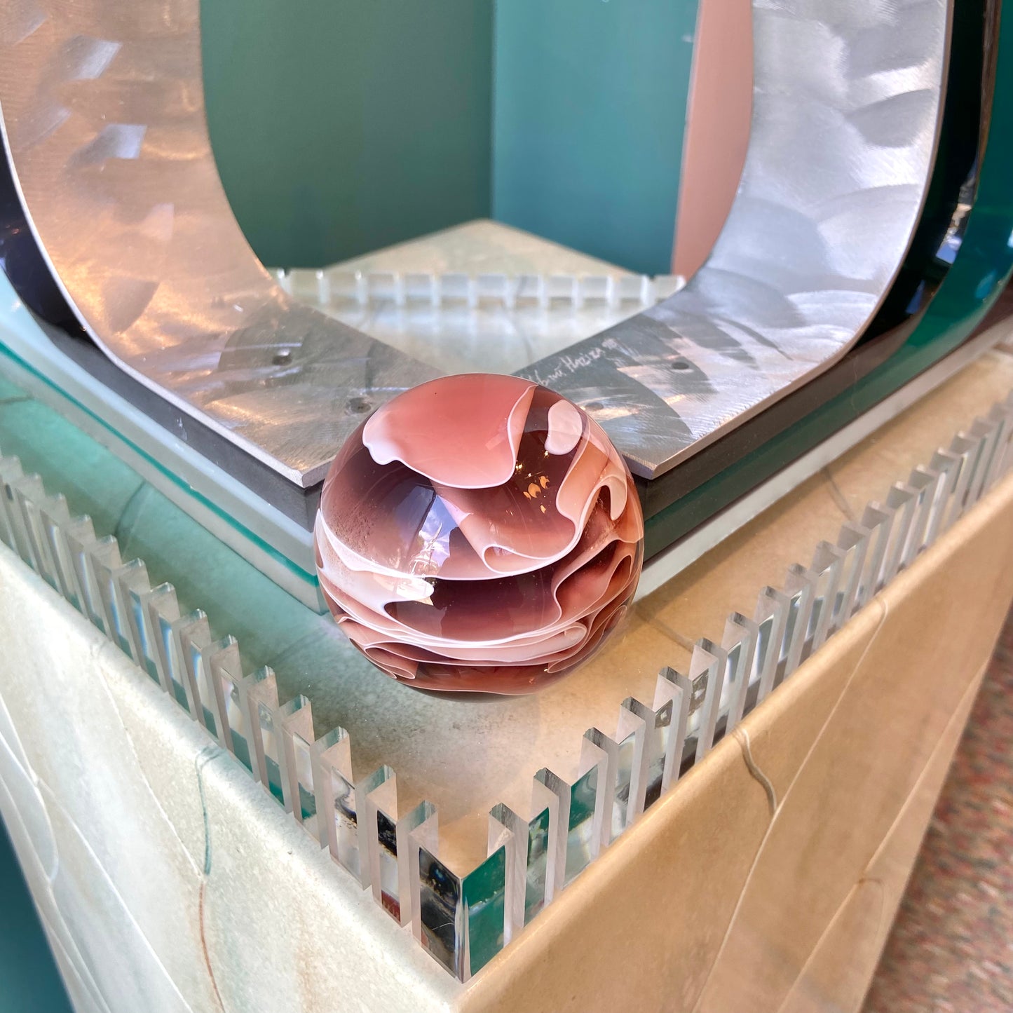 Vintage Abstract Lucite and Steel Art Sculpture by Haziza