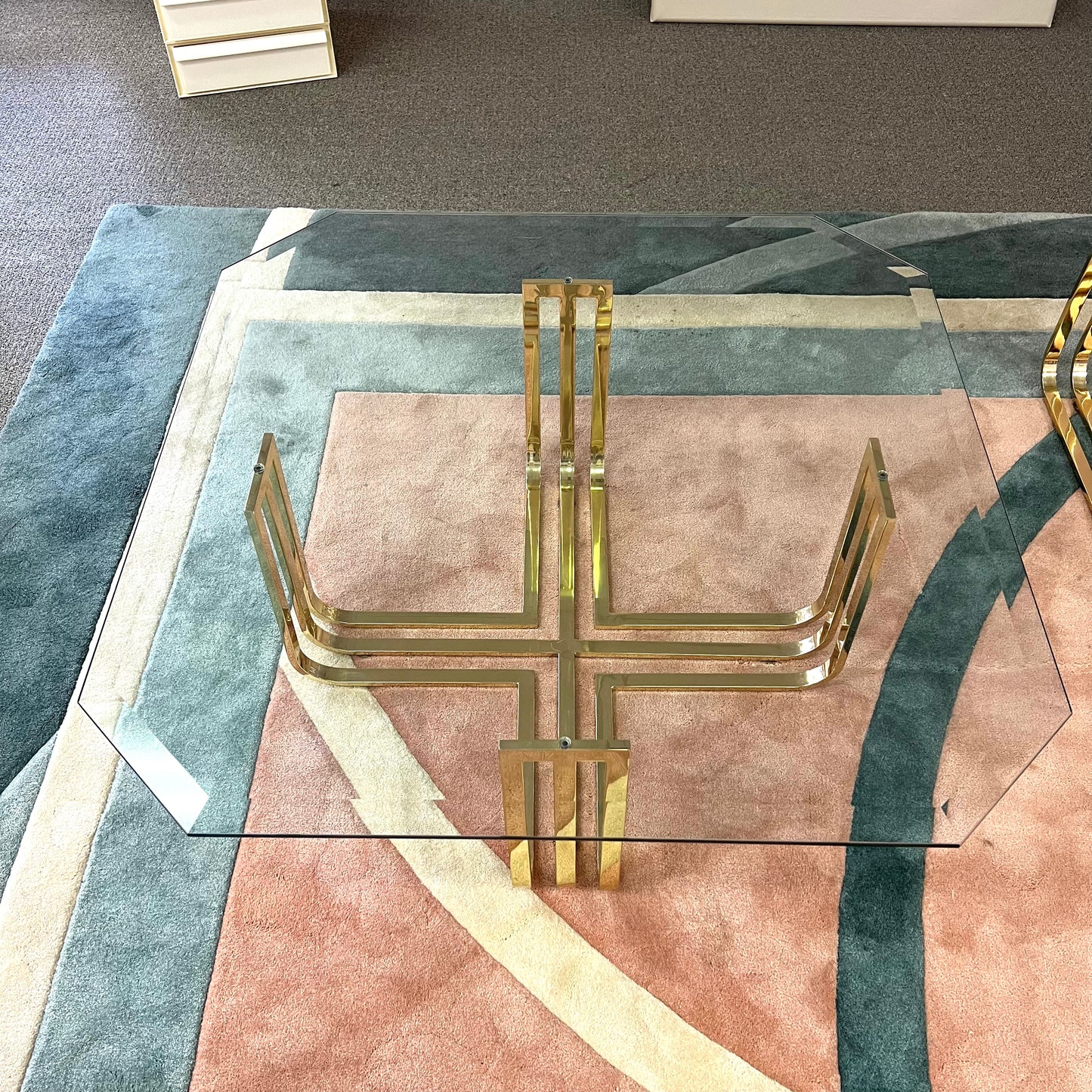 Vintage Brass and Glass Coffee Table