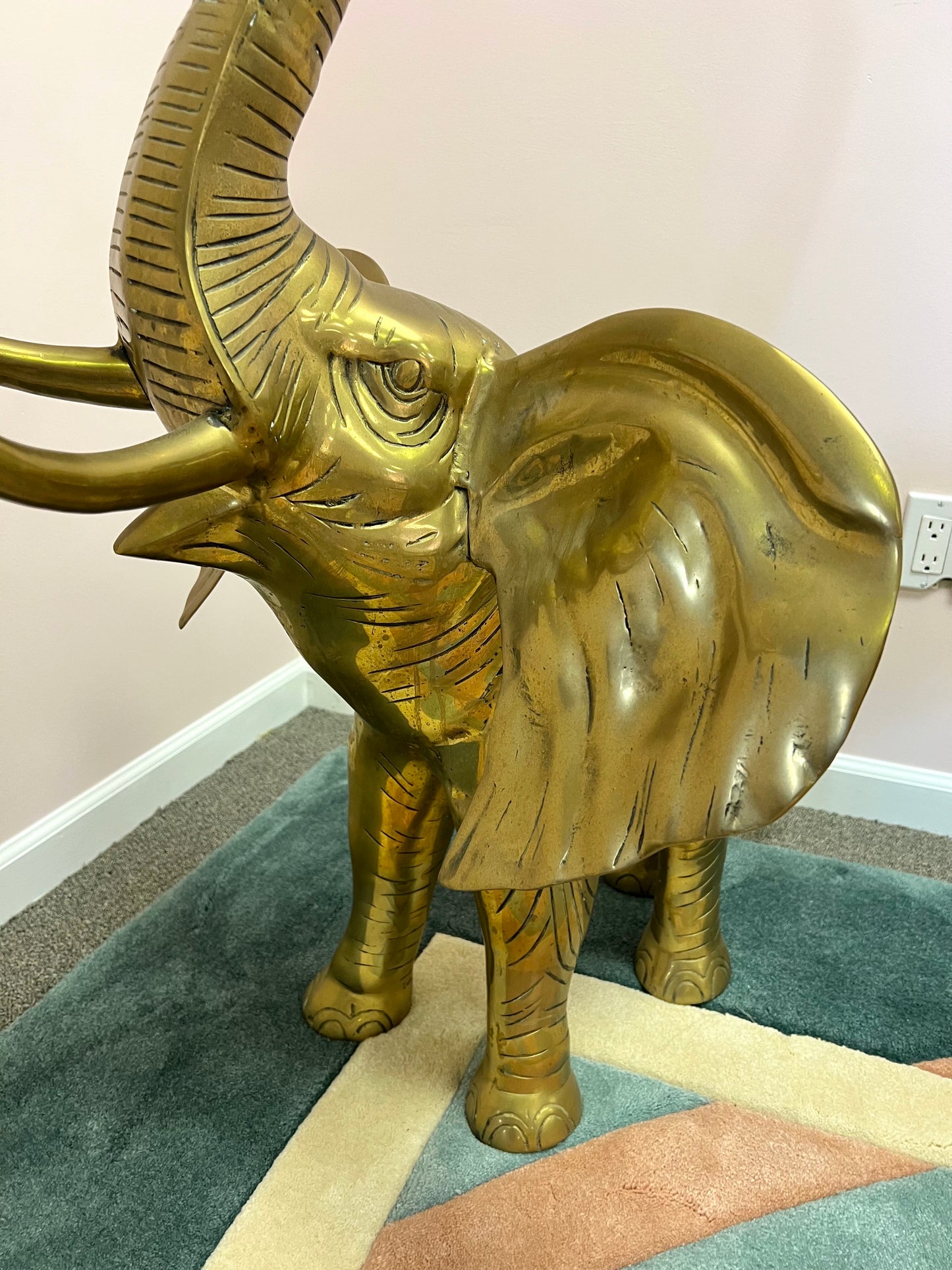 1960’s Extra Large Brass Elephant Statue