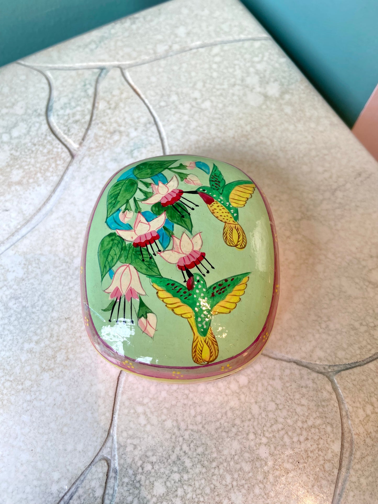Vintage Papier Mache Hummingbird Box