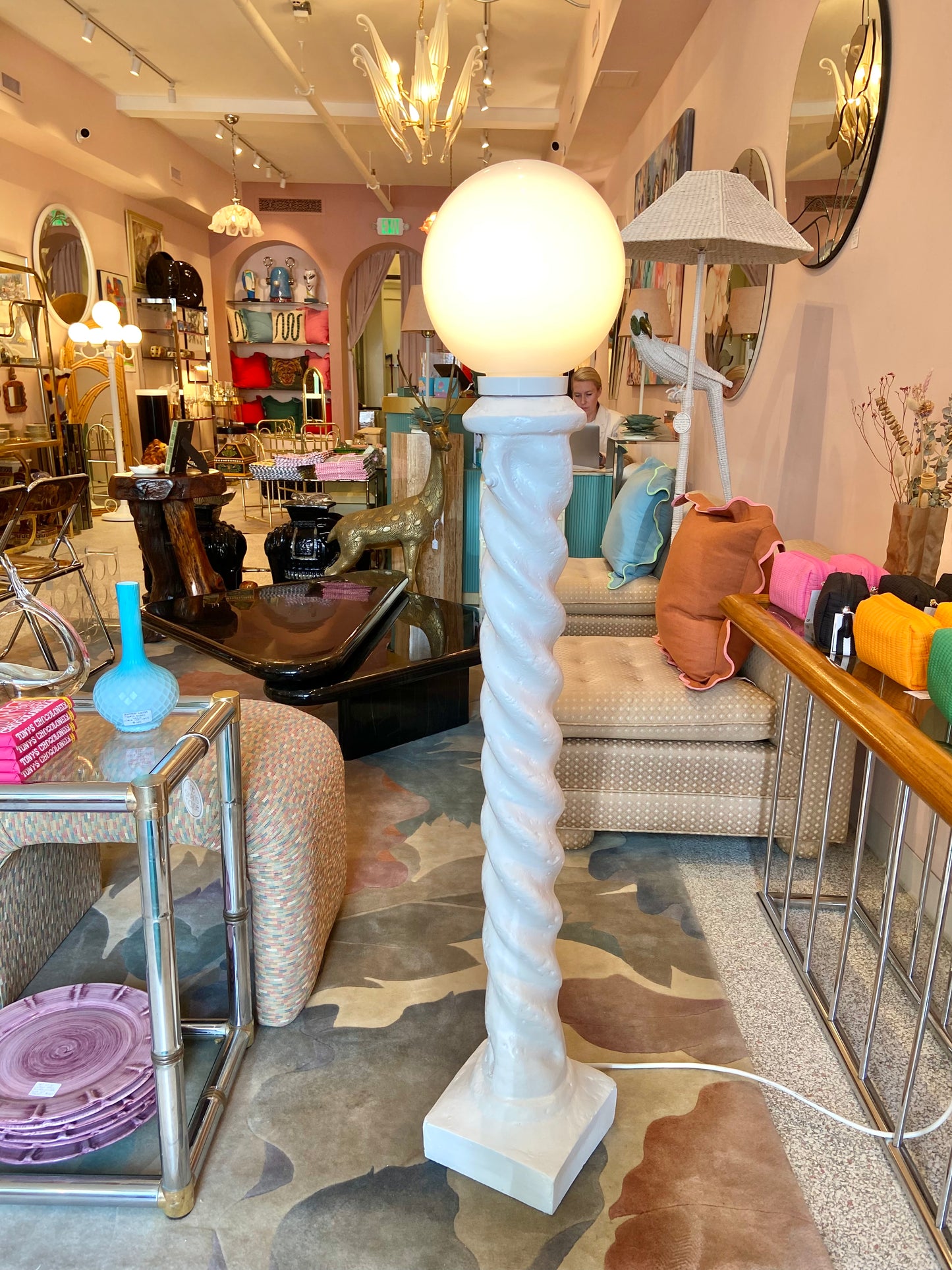 Vintage Spiral Globe Floor Lamp