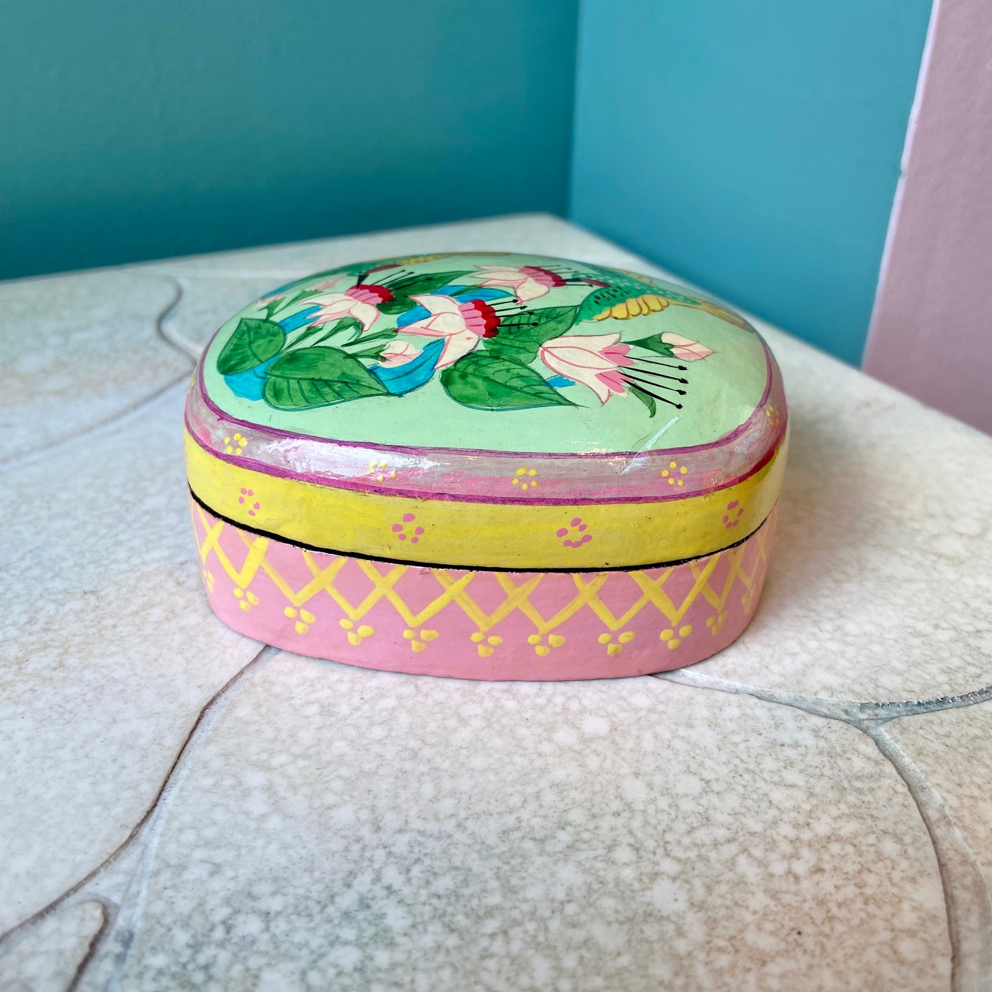 Vintage Papier Mache Hummingbird Box