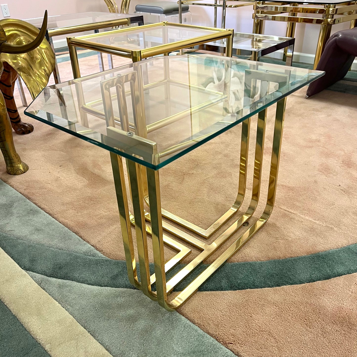 Vintage Brass and Glass Side Table