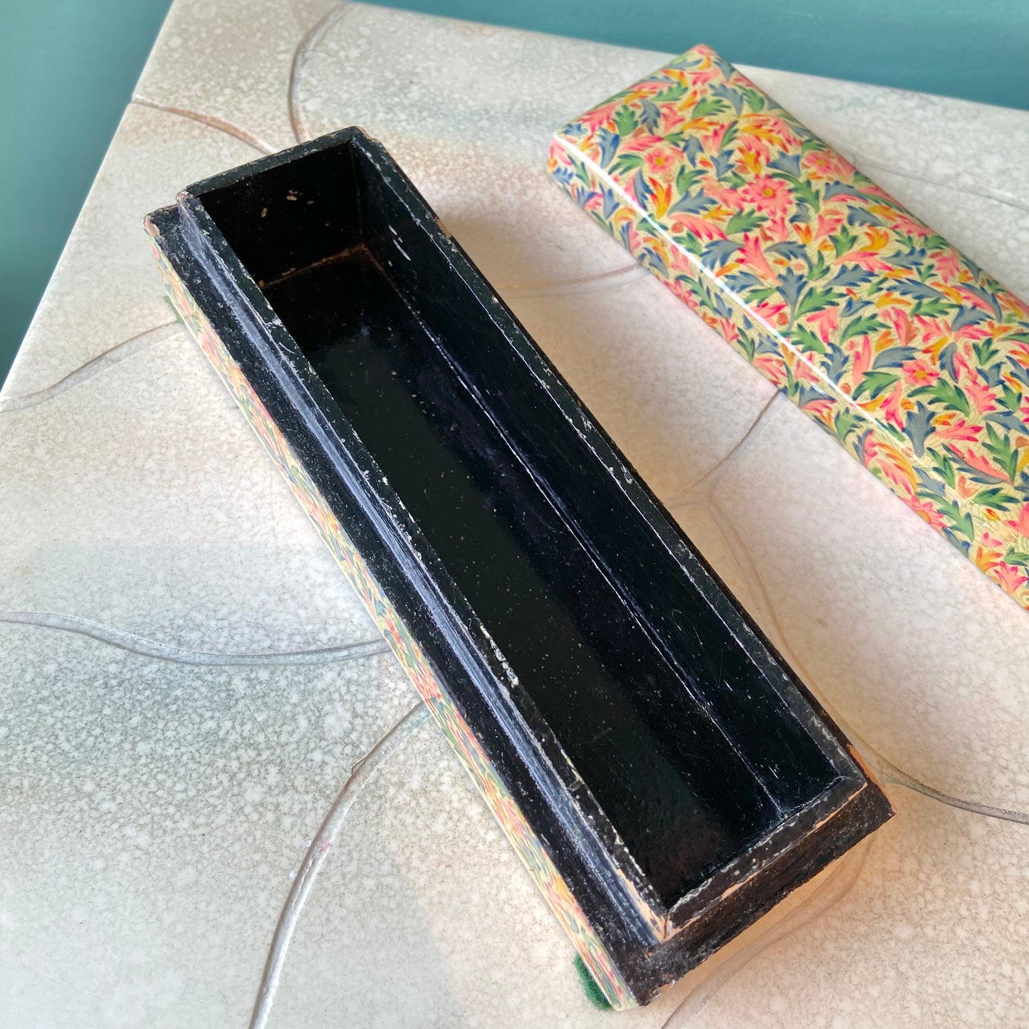 Vintage Papier Mache Decorative Floral Trinket Box