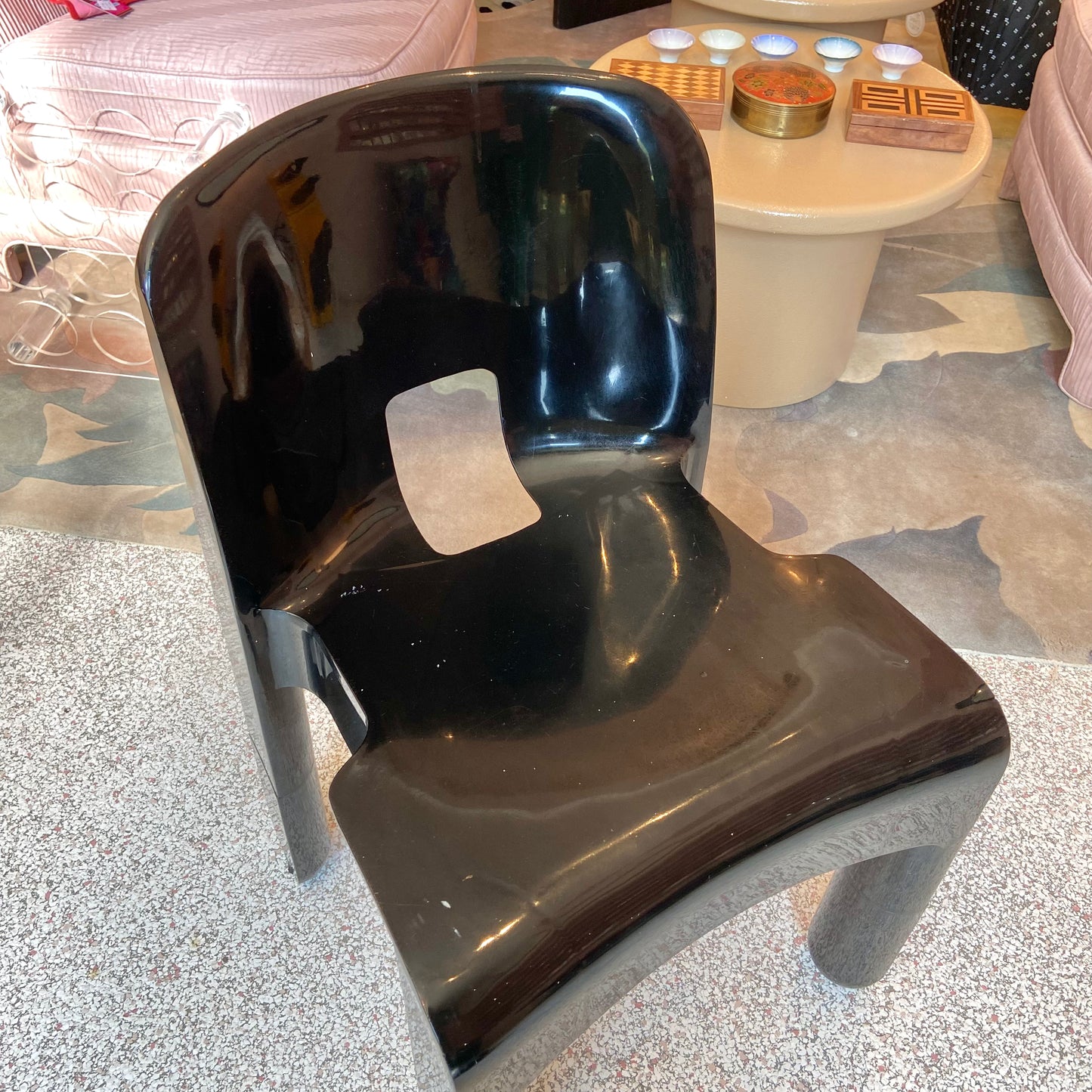 Vintage Mid Century Italian Kartell Universale Black Accent Chair
