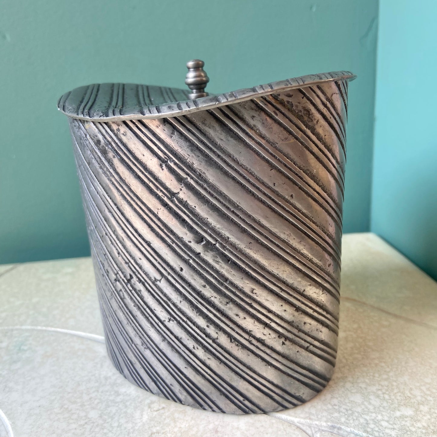 Vintage Fecit Portugal VCM Pewter Hinged Lid Trinket Box