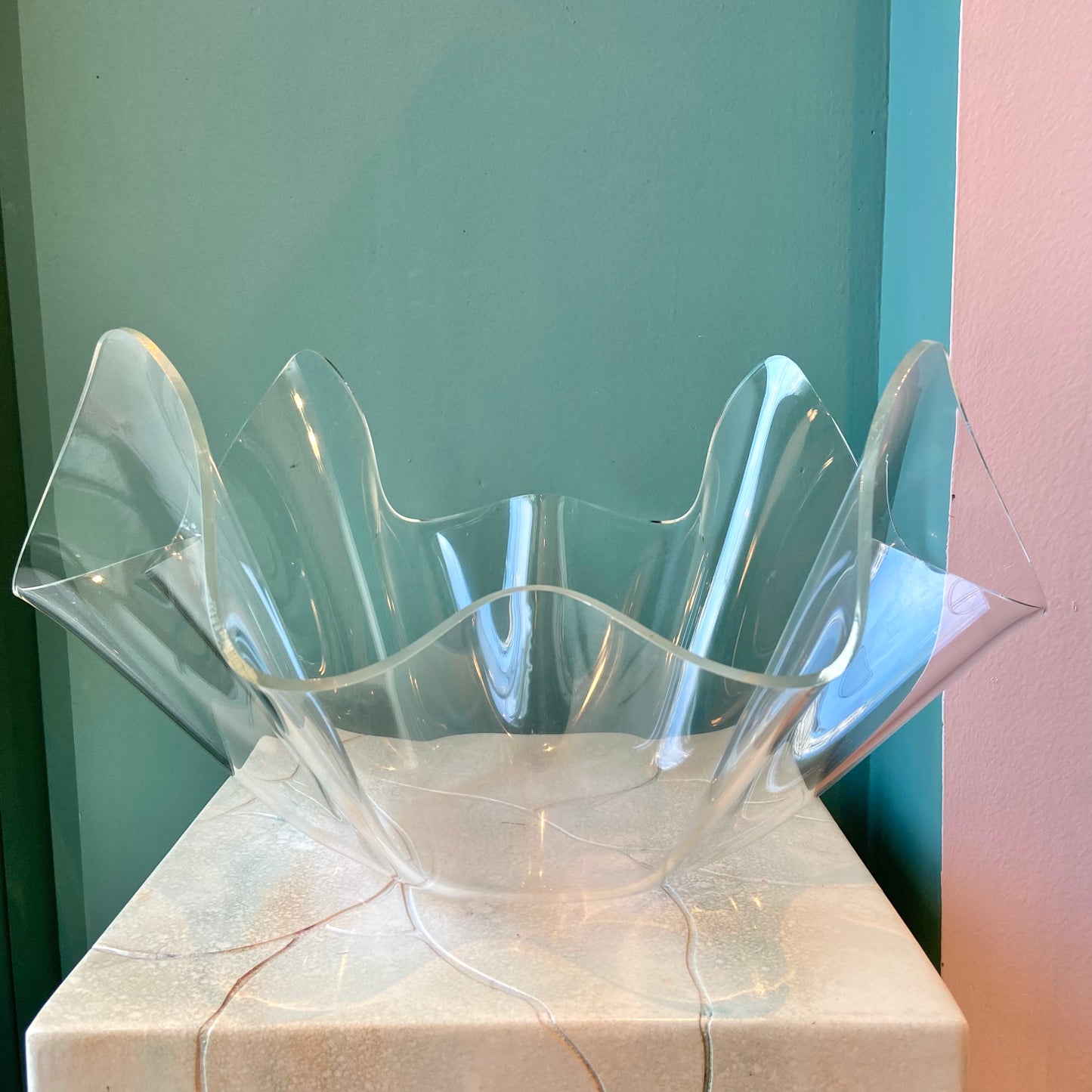 Extra Large Vintage Lucite Handkerchief Bowl
