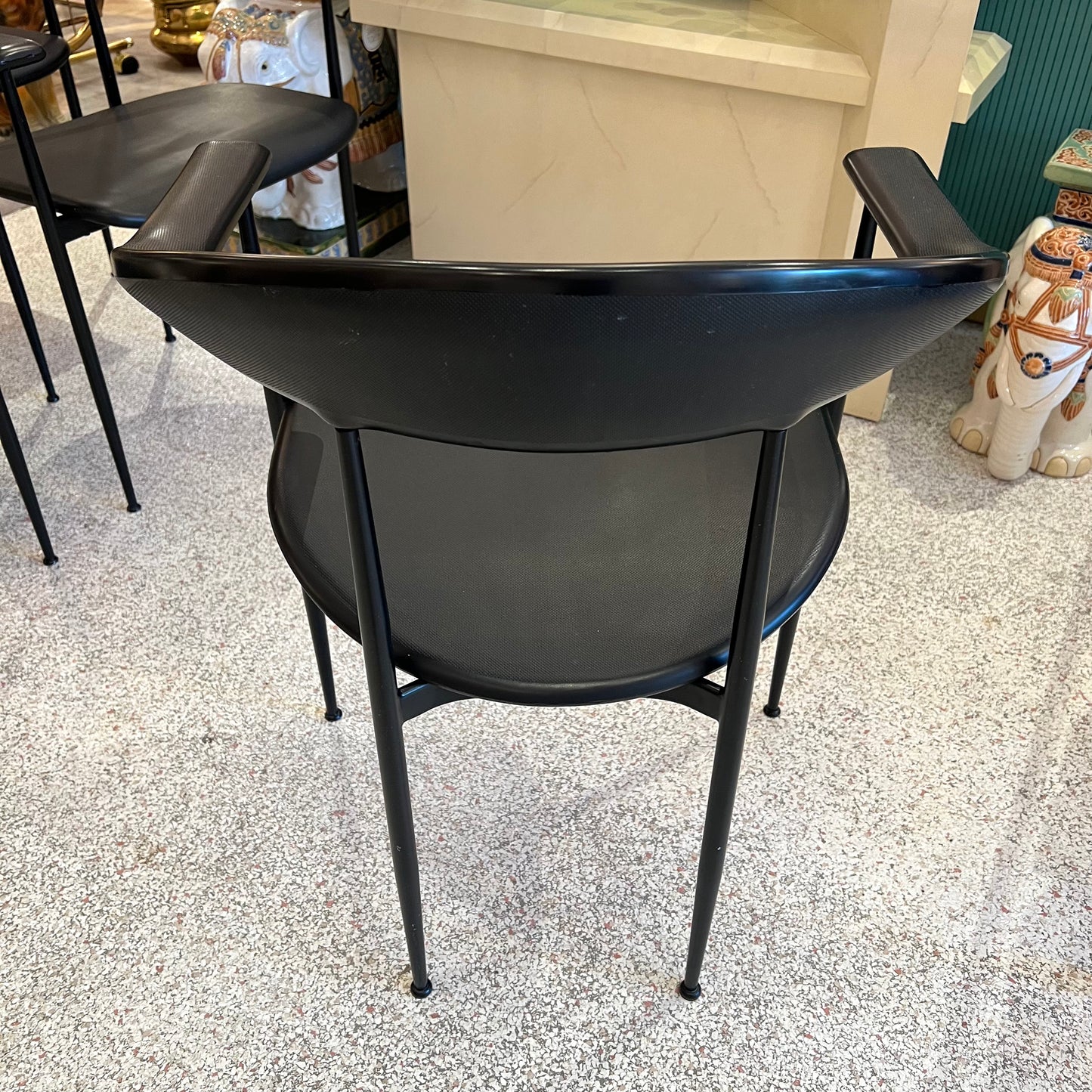 Vintage Set of 5 Model P40 Black Italian Dining Chairs by Fasem