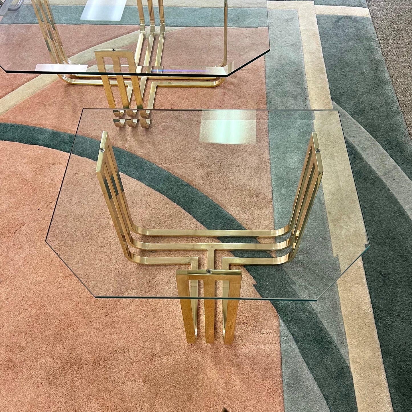 Vintage Brass and Glass Side Table