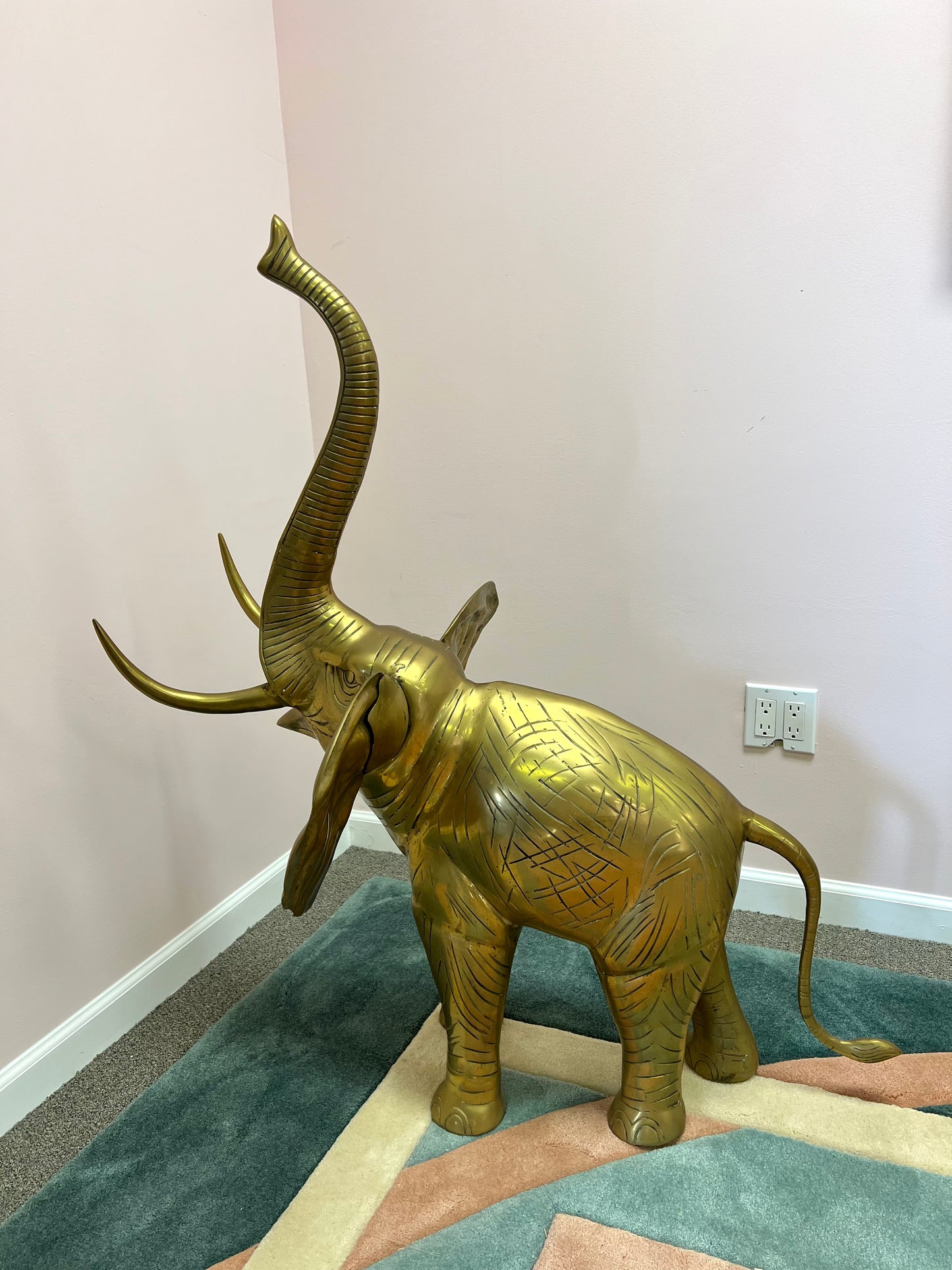 1960’s Extra Large Brass Elephant Statue