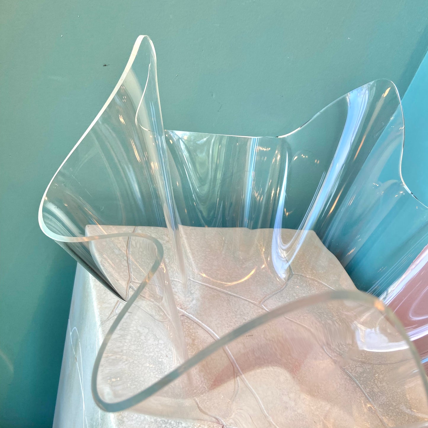 Extra Large Vintage Lucite Handkerchief Bowl
