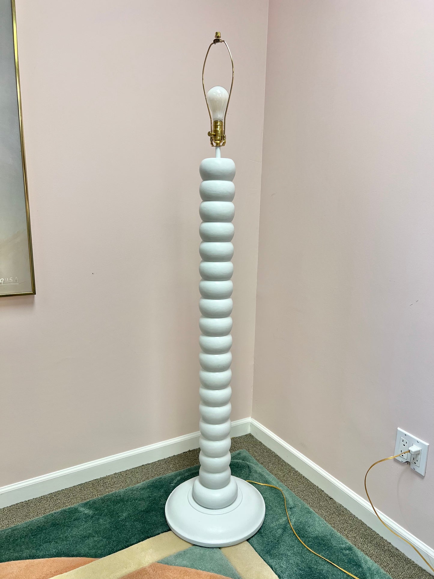 Vintage White Stacked Plaster Floor Lamp