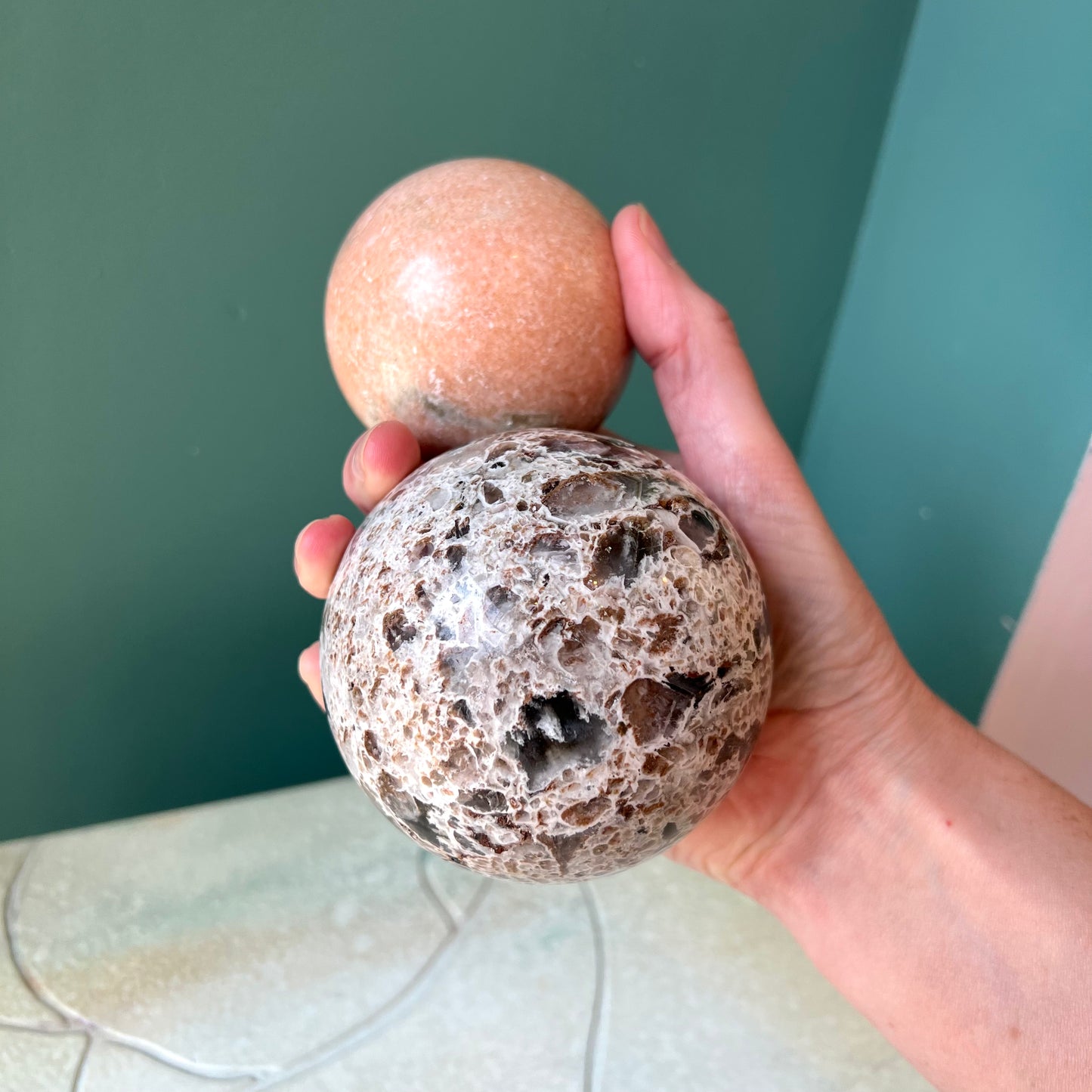 Set of 5 Vintage Natural Stone/Marble Decorative Balls