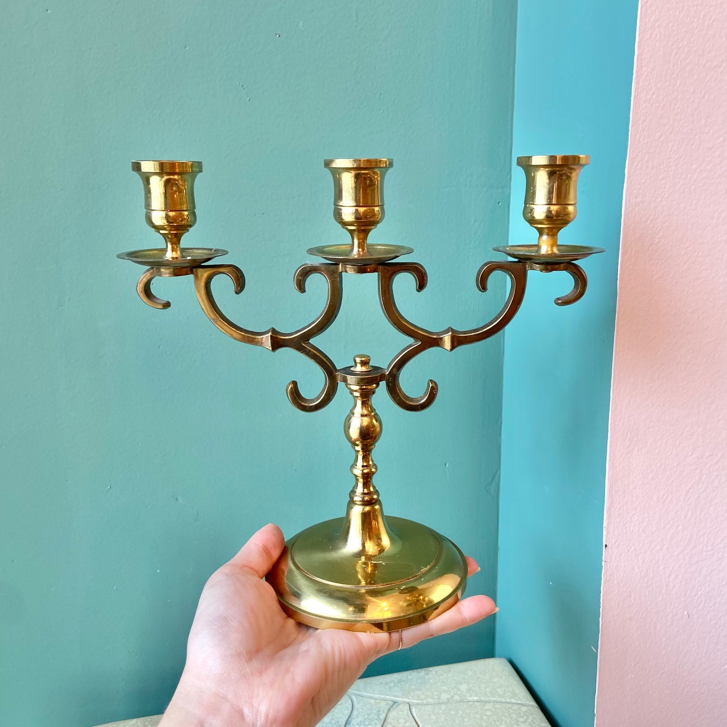 Vintage Brass 3 Arm Candelabra