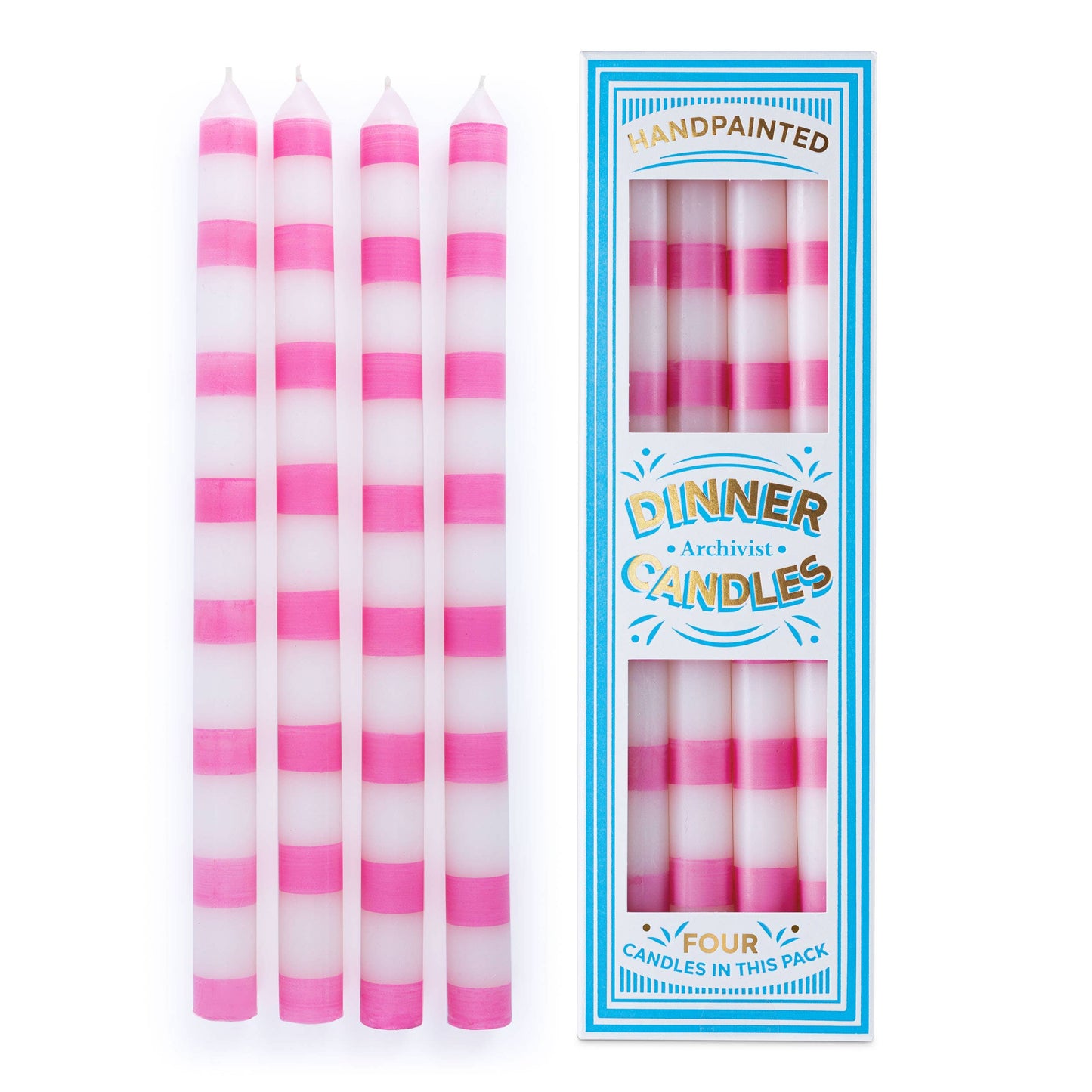 Pink Stripe Dinner Candle