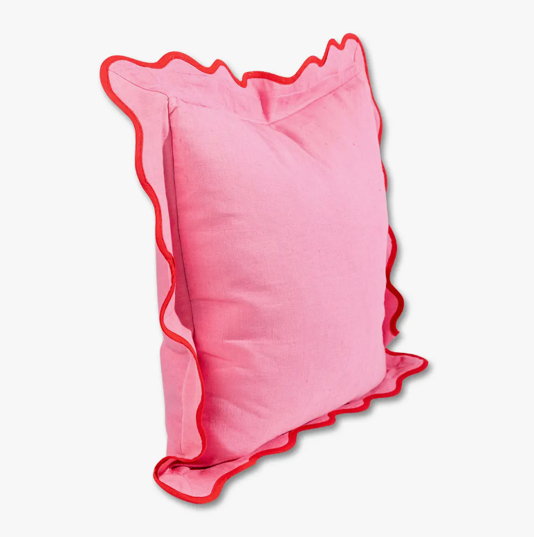 Darcy Linen Pillow - Light Pink + Cherry