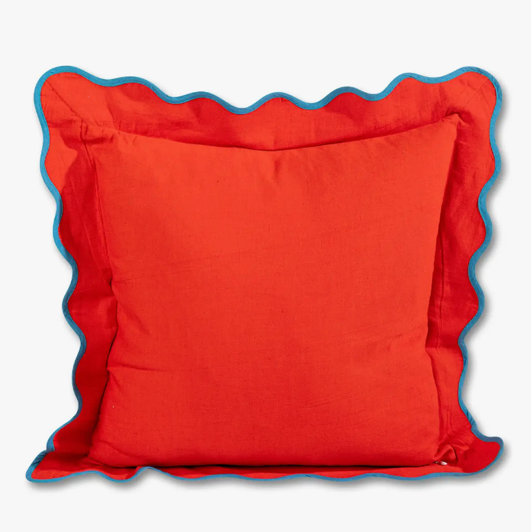 Darcy Linen Pillow - Cherry + Peacock