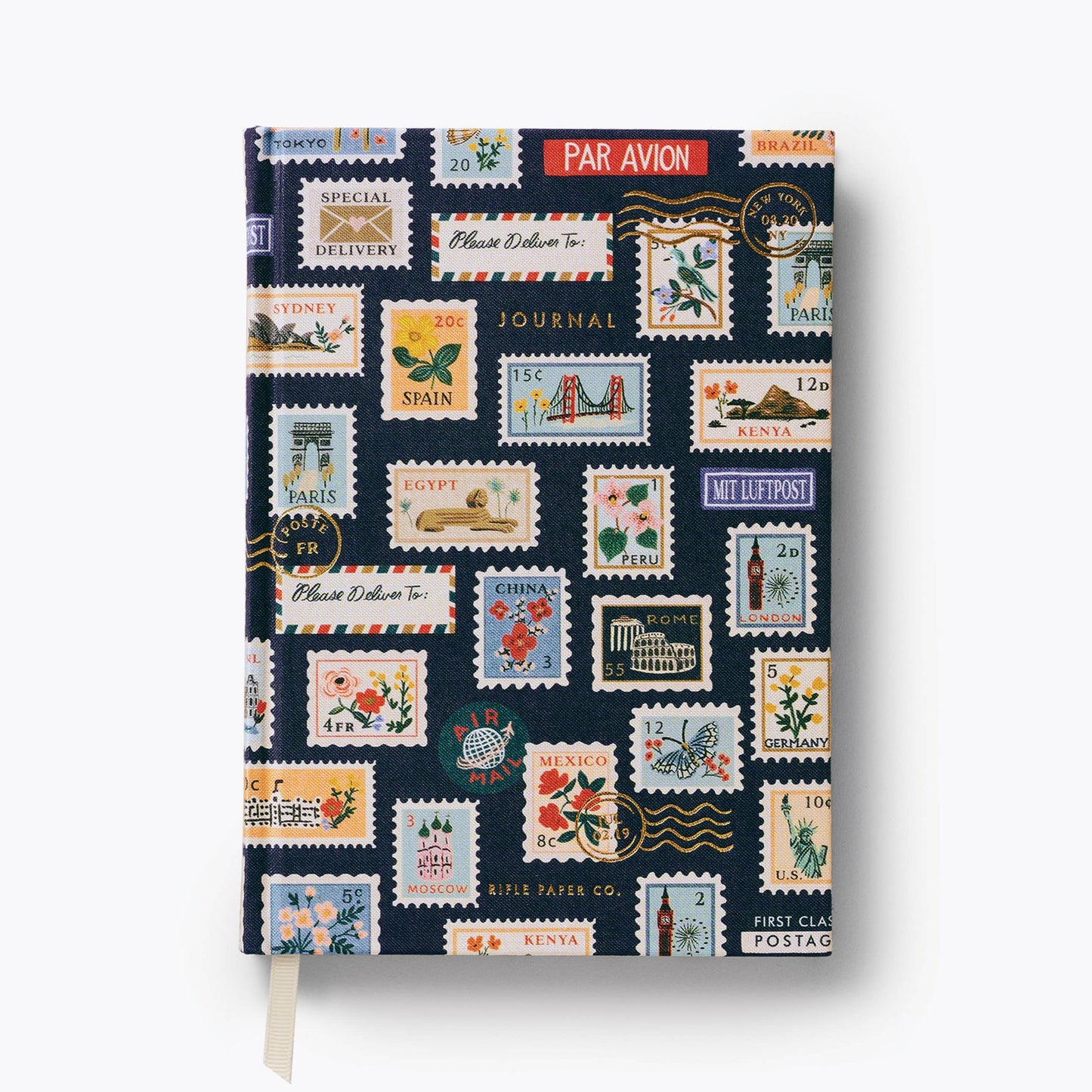 Postage Stamps Fabric Journal