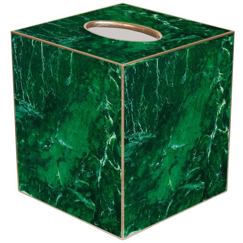 Malachite Papier Mache Tissue Box Cover