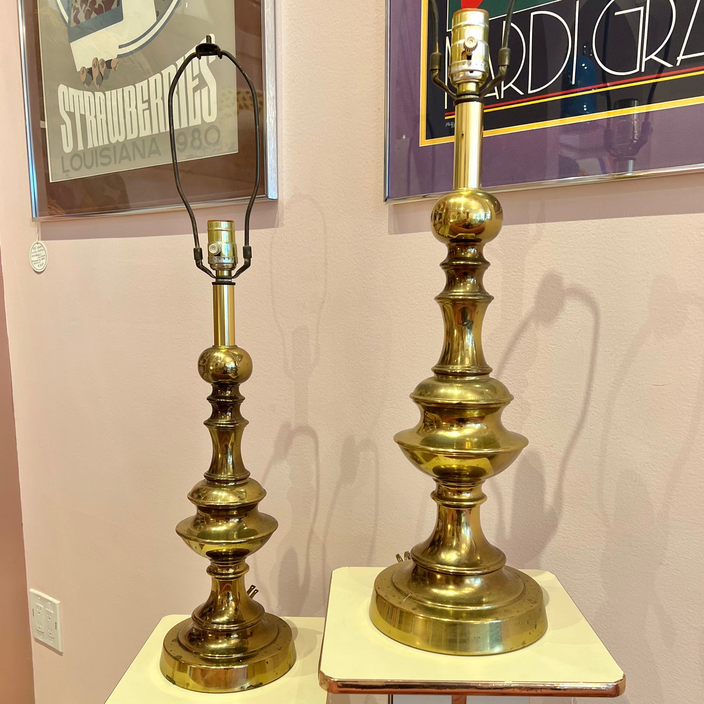 Pair of Mid Century Brass Stiffel Table Lamps