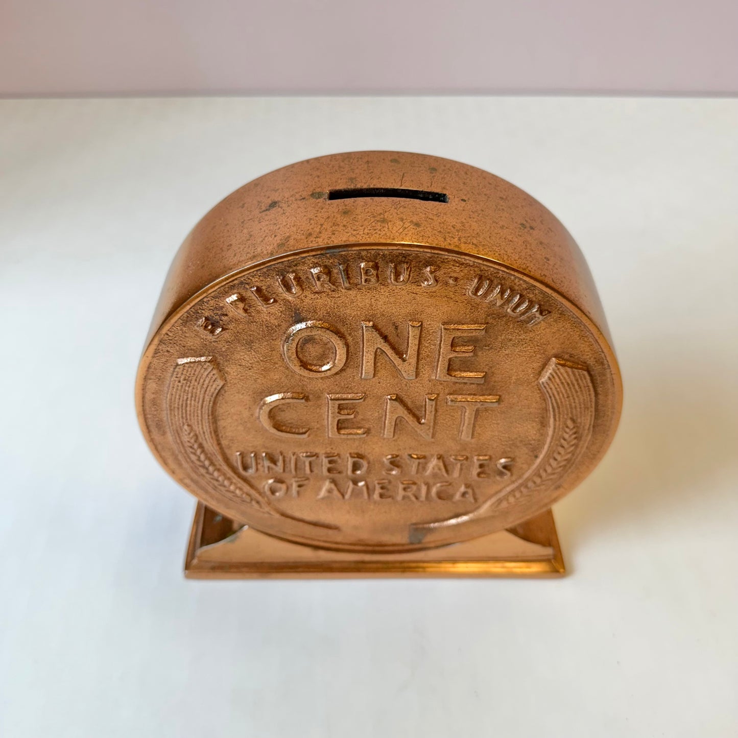 Vintage Novelty "One Cent" Wheat Penny Money Box
