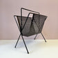 Vintage Mid Century Black Perforated Metal Magazine Rack