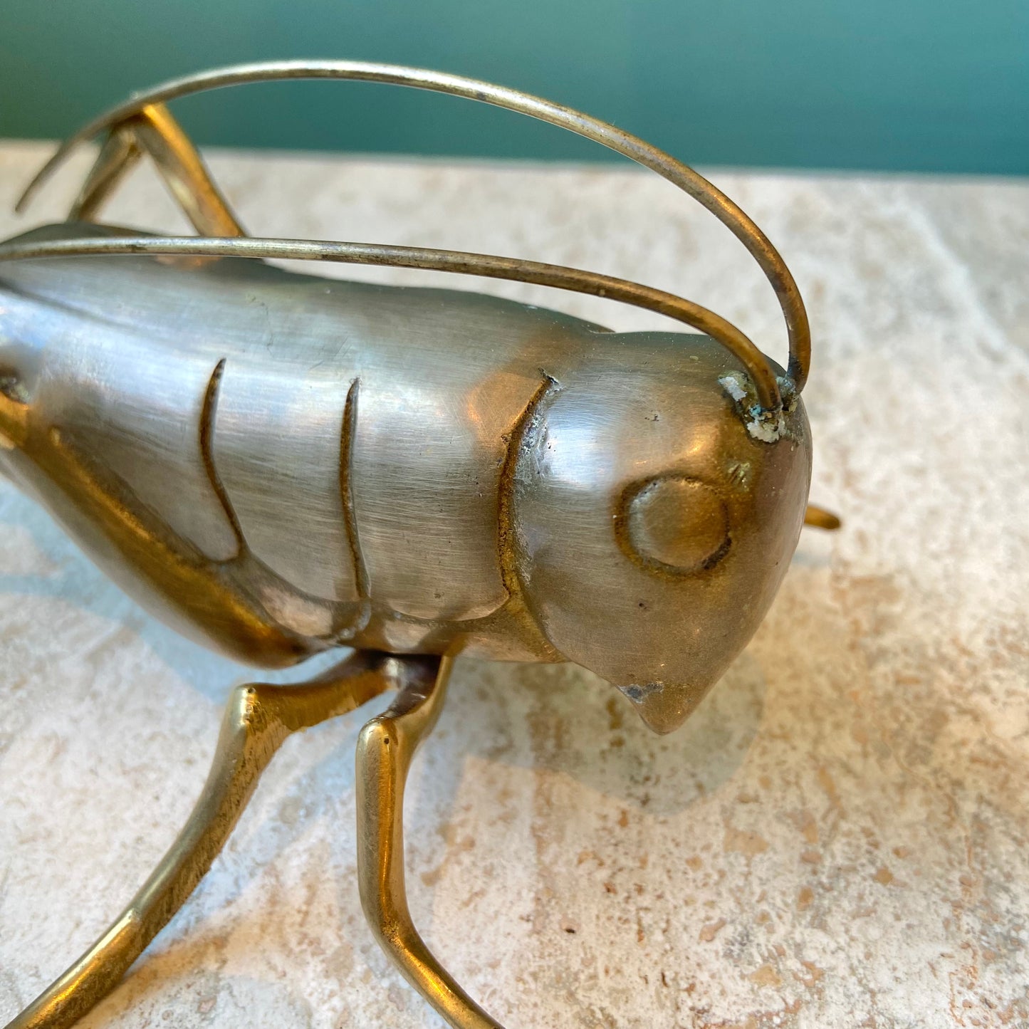 Vintage Large Brass Cricket Figurine