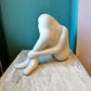 Vintage Seated Woman Cast Ceramic Sculpture
