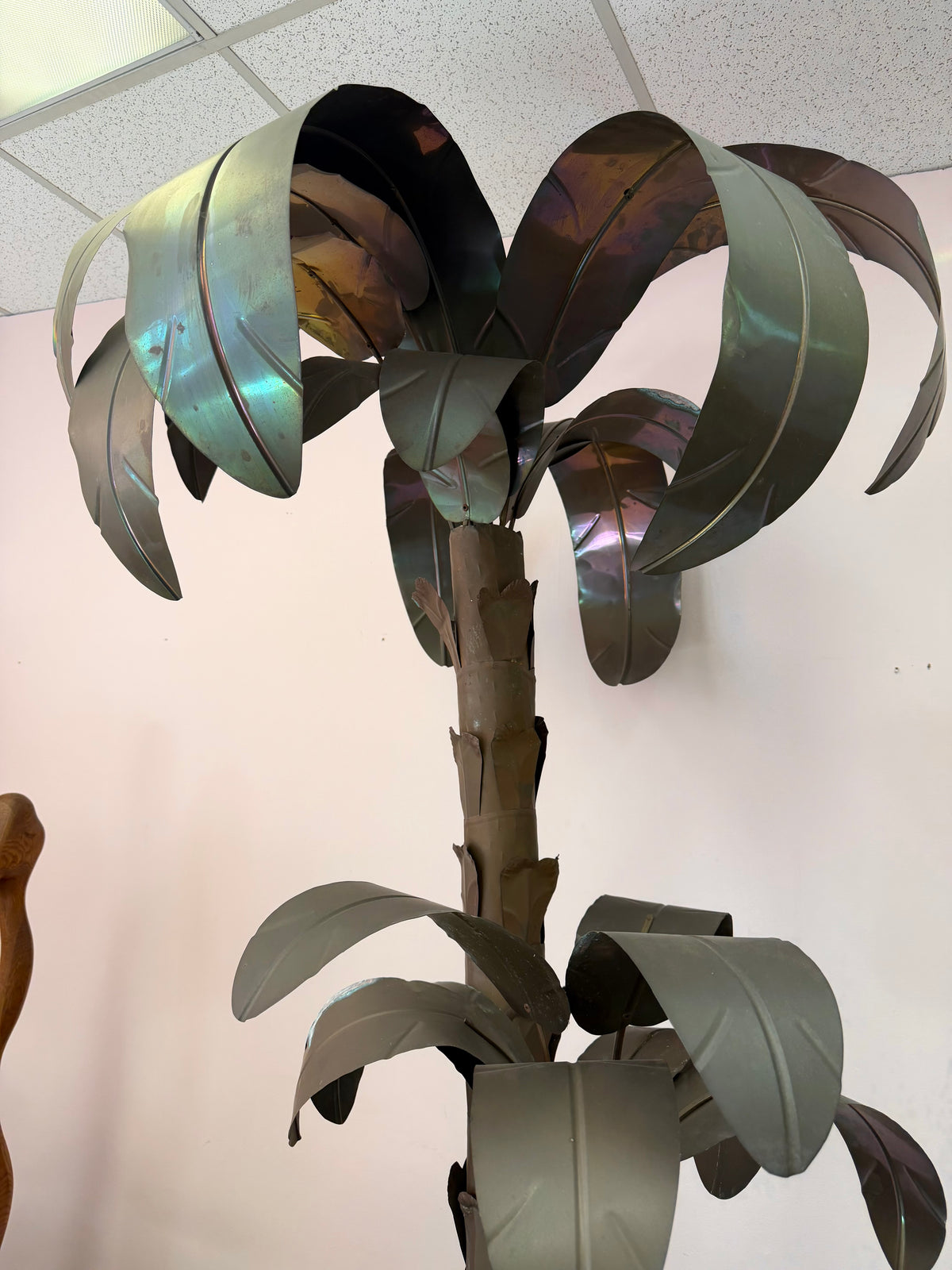 Vintage Tommaso Barbi Style Hollywood Regency Brass Palm Tree Sculpture