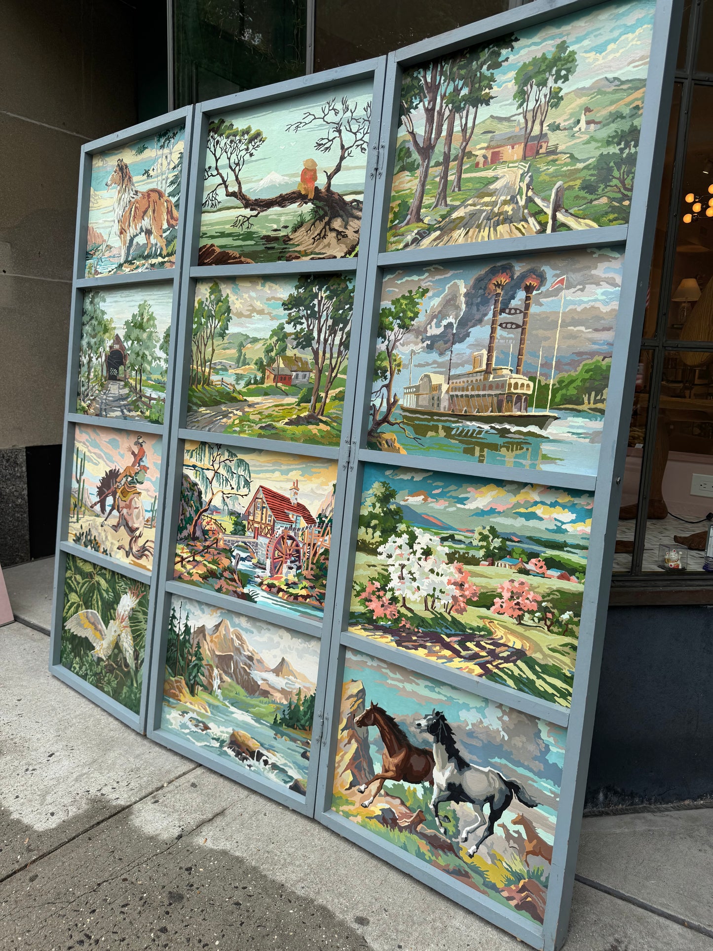 Vintage 1950's Original Paint by Numbers Screen/Room Divider