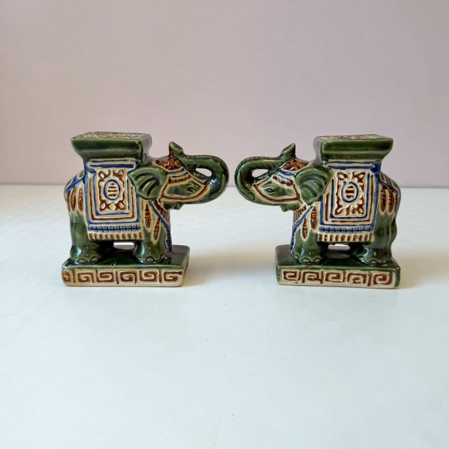 Vintage Chinoiserie Elephant Bookends