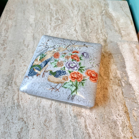 Vintage Porcelain Square Trinket Box by Shafford