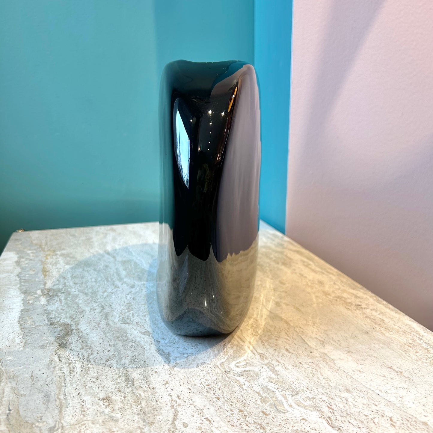 Vintage Black Ceramic Art Deco Style Vase