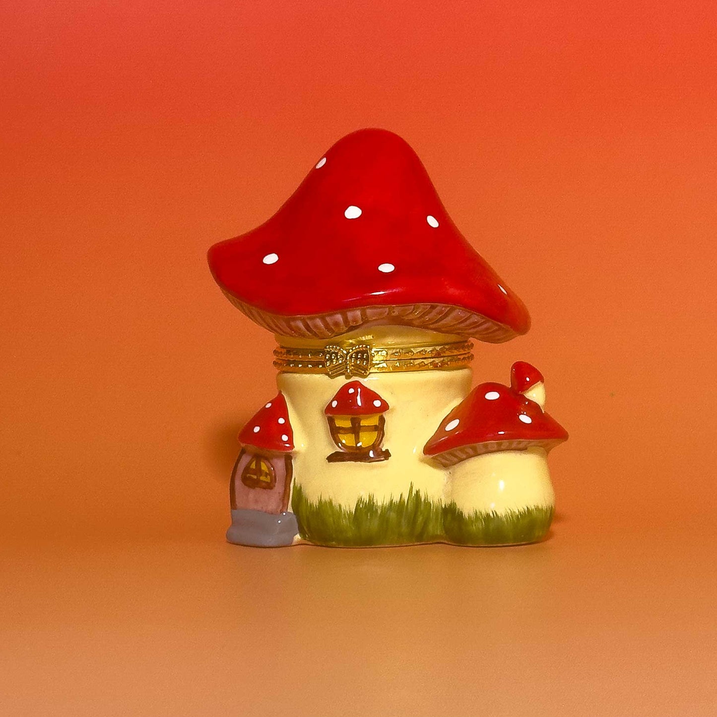 Mushroom House Hand Painted Trinket Box