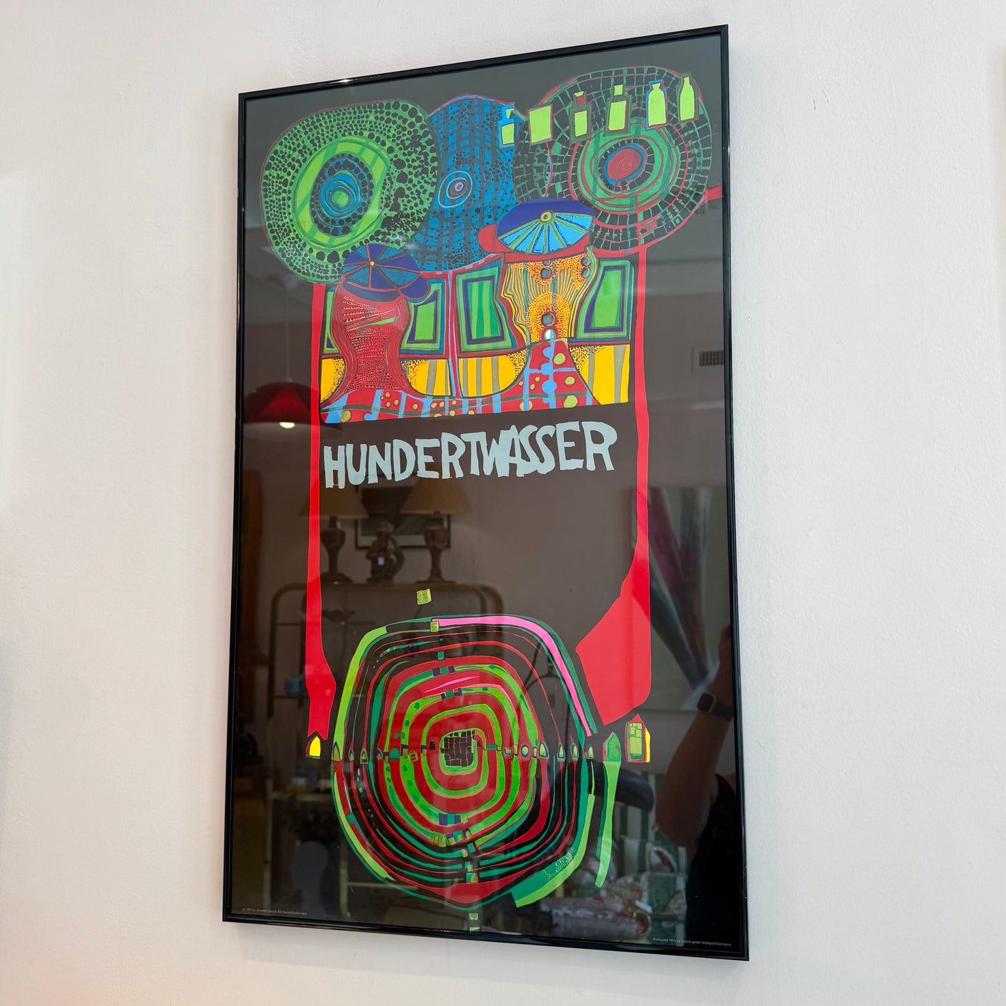 Vintage Hundertwasser Original Framed Museum Poster 1975