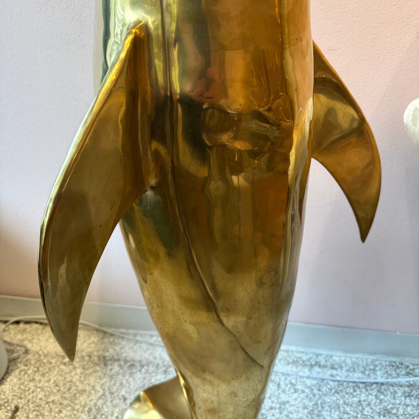 Extra Large Vintage Brass Dolphin Statue