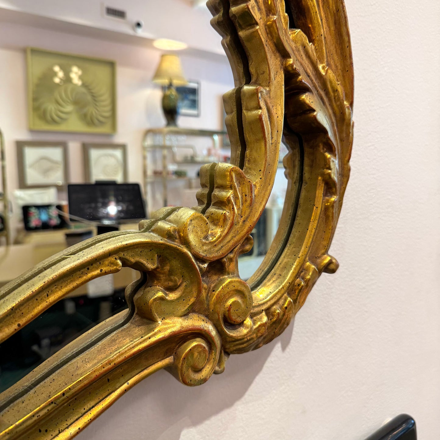 Vintage Large Gold Giltwood Rococo Style Mirror
