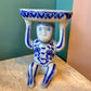 Vintage Chinoiserie Porcelain Monkey Holding a Bowl Statue
