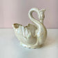 Vintage Iridescent Ceramic Swan Planter